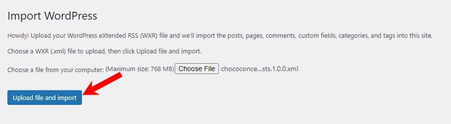 Import blog articles: Choose file