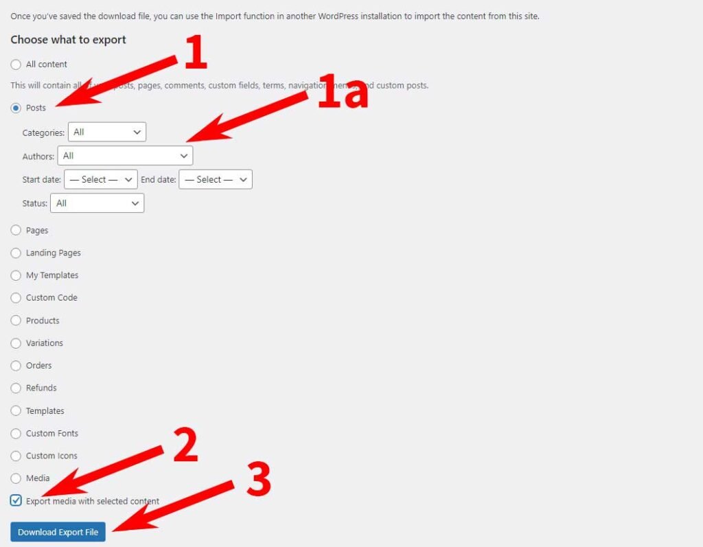 Export blog articles: How to set up file export