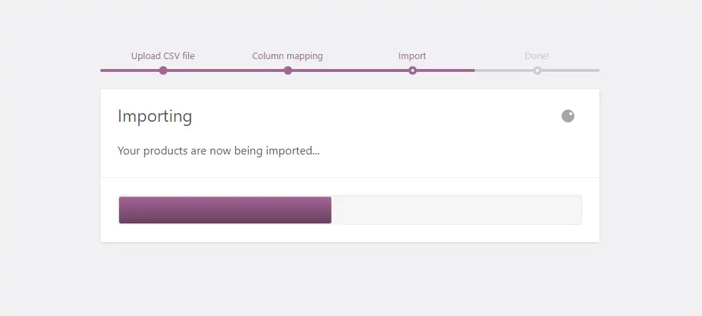 Import WooCommerce products: Importing...