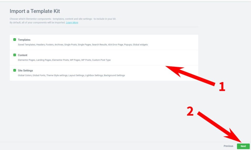 Import Elementor Kit - Choose Components