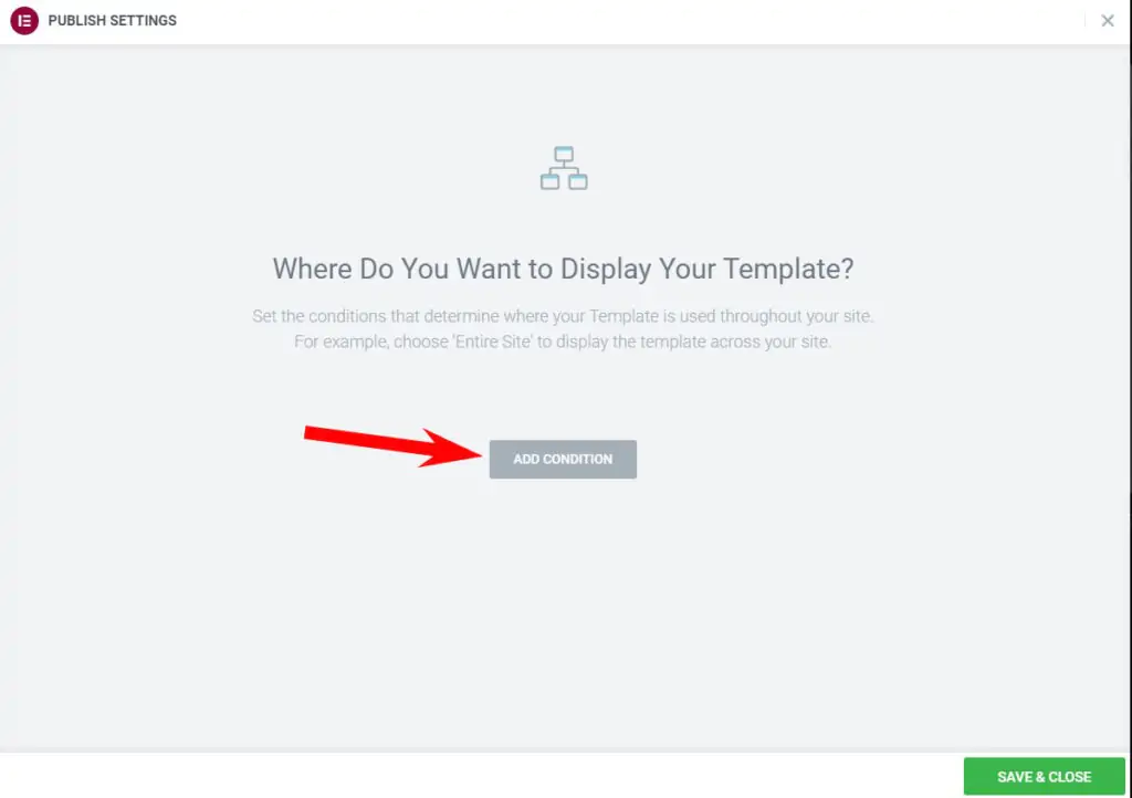 Initial screen for adding conditions