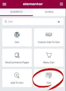 Cart widgets in Elementor Pro
