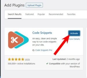 Activate the Code Snippets plugin